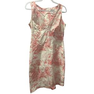 CDC Asymmetrical Pink and Green Vintage Sheath Dress